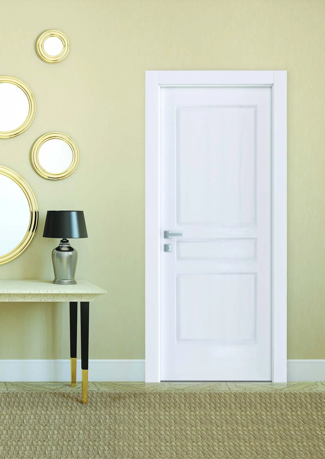 Porta interna reversibile Dual 111 in laccato bianco frassinato