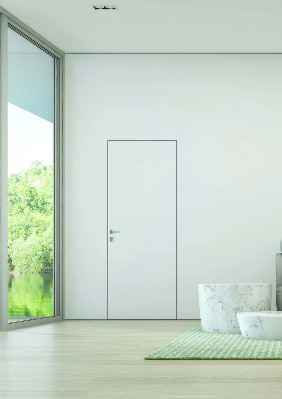 Porta INVISIBILE a filo muro con finitura coordinata alla parete